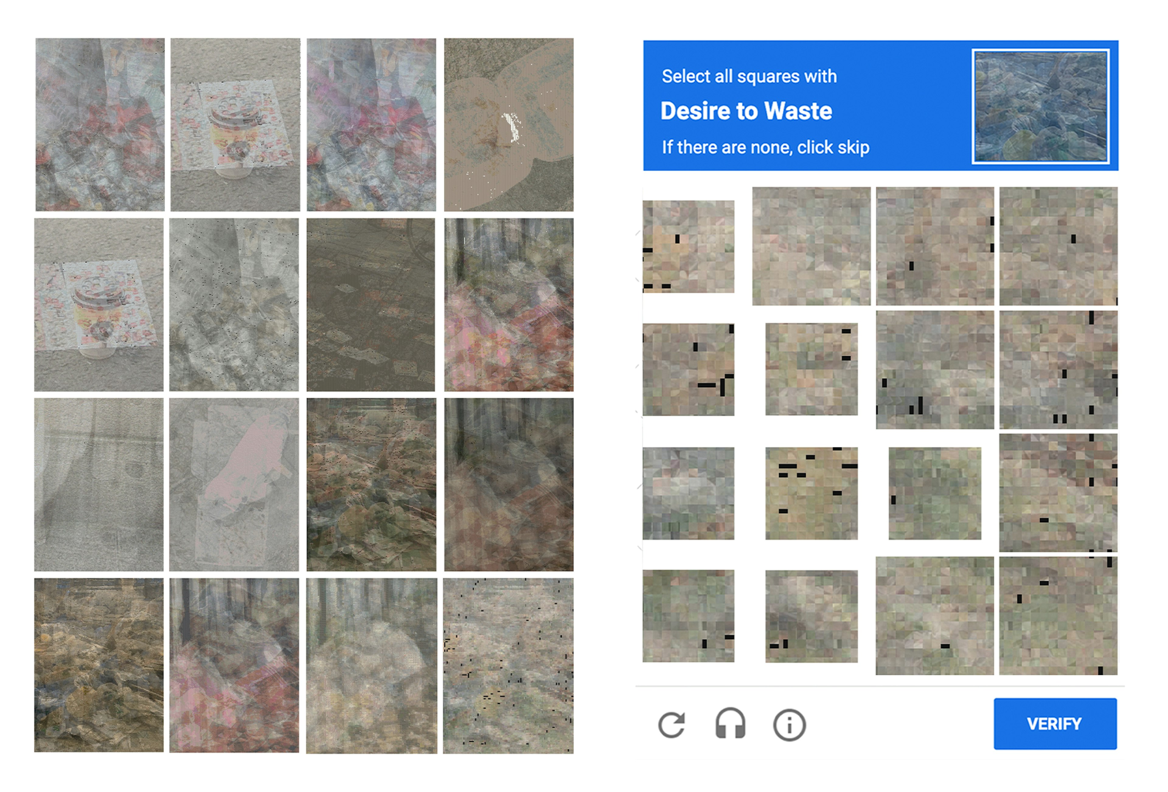 Image collage applied to reCAPTCHA layout.