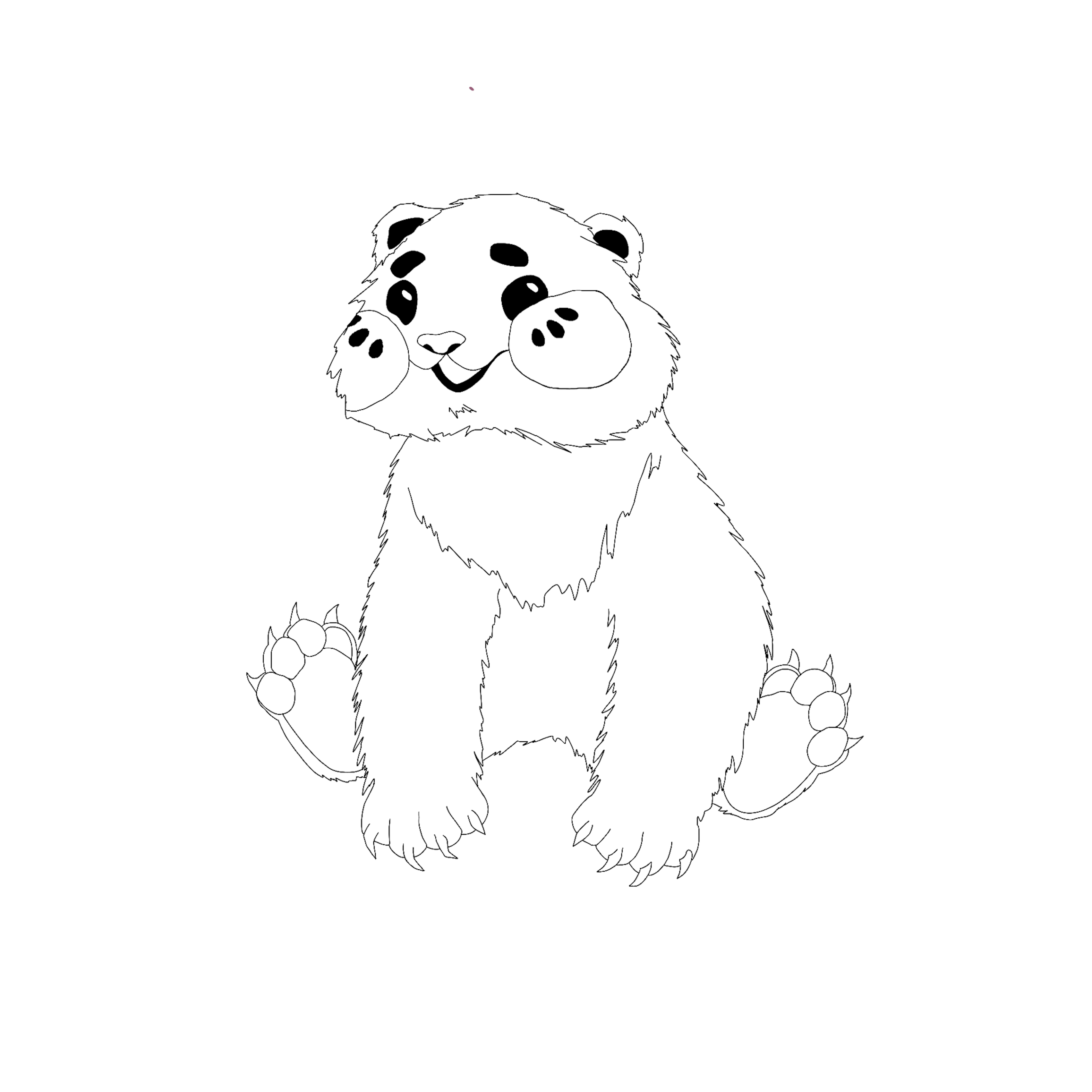 Combining the stature of a polar bear with the charm of a quokka, this line art shows a unique fusion. A furry body with the robustness of a polar bear yet facial shape of a quokka. Delicate, mischievous eyes add an unsettling charm and shared features unite the species together.